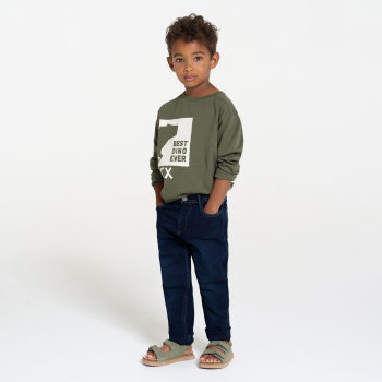 بنطلون جينز ضيق من قماش الدنيم الخام باللون الأزرق الداكن للأولاد